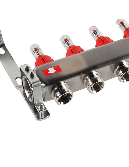 Коллектор ROMMER из нержавеющей стали с расходомерами 7 вых.
