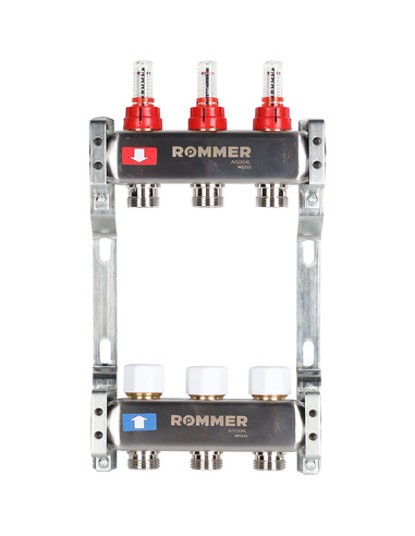Коллектор ROMMER из нержавеющей стали с расходомерами 3 вых.