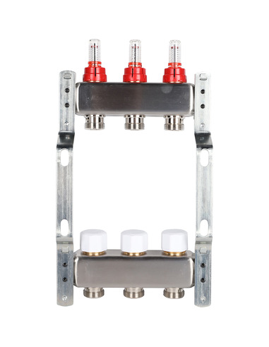 Коллектор ROMMER из нержавеющей стали с расходомерами 3 вых.