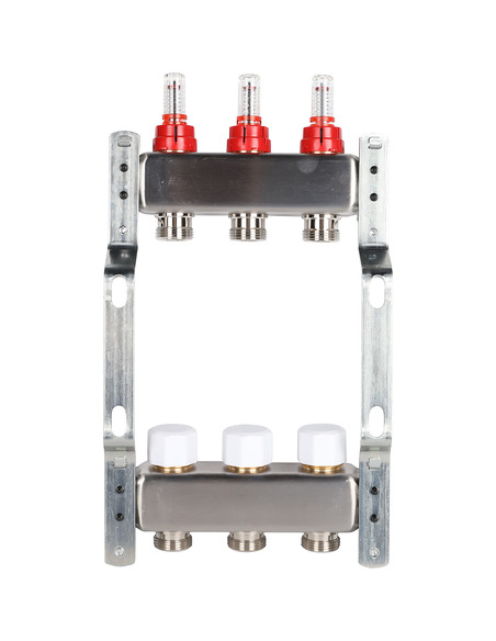 Коллектор ROMMER из нержавеющей стали с расходомерами 3 вых.