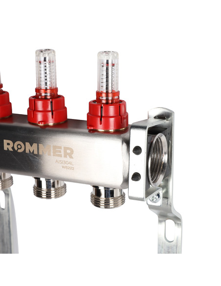 Коллектор ROMMER из нержавеющей стали с расходомерами 3 вых.