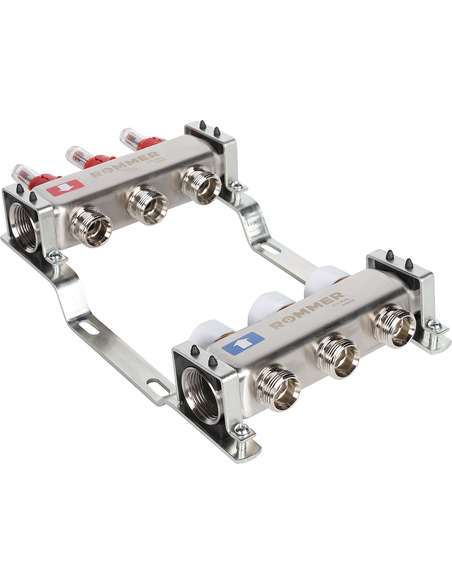 Коллектор ROMMER из нержавеющей стали с расходомерами 3 вых.