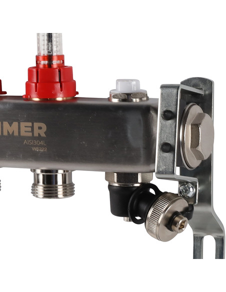 Коллектор ROMMER из нержавеющей стали с расходомерами 3 вых. с воздухоотводчиком и сливом