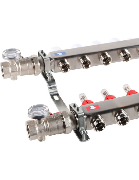 Коллектор ROMMER из нержавеющей стали в сборе с расходомерами 12 вых.