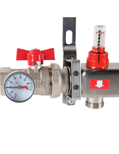 Коллектор ROMMER из нержавеющей стали в сборе с расходомерами 12 вых.