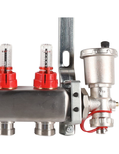 Коллектор ROMMER из нержавеющей стали в сборе с расходомерами 12 вых.