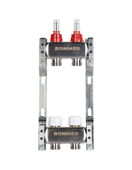 Коллектор ROMMER из нержавеющей стали с расходомерами 2 вых.
