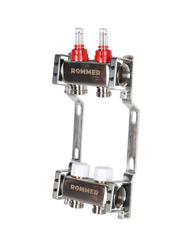 Коллектор ROMMER из нержавеющей стали с расходомерами 2 вых.