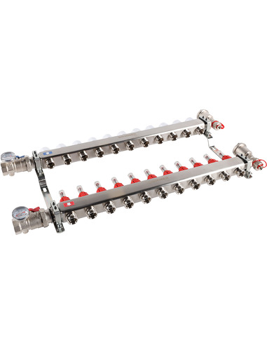 Коллектор ROMMER из нержавеющей стали в сборе с расходомерами 11 вых.