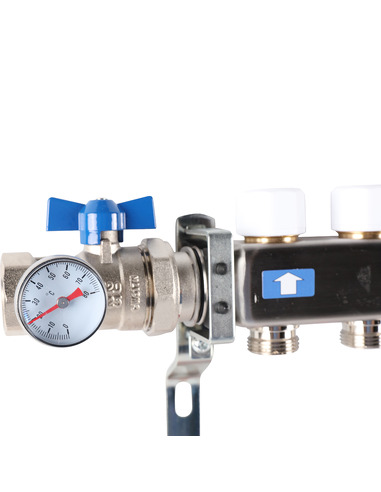 Коллектор ROMMER из нержавеющей стали в сборе с расходомерами 11 вых.