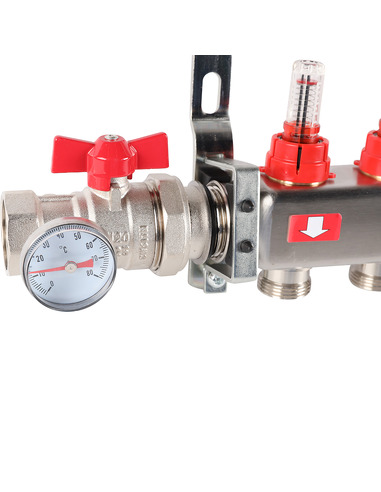 Коллектор ROMMER из нержавеющей стали в сборе с расходомерами 11 вых.