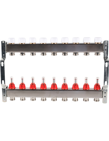 Коллектор ROMMER из нержавеющей стали с расходомерами 9 вых.