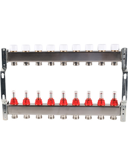 Коллектор ROMMER из нержавеющей стали с расходомерами 9 вых.