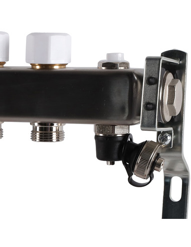 Коллектор ROMMER из нержавеющей стали с расходомерами 7 вых. с воздухоотводчиком и сливом