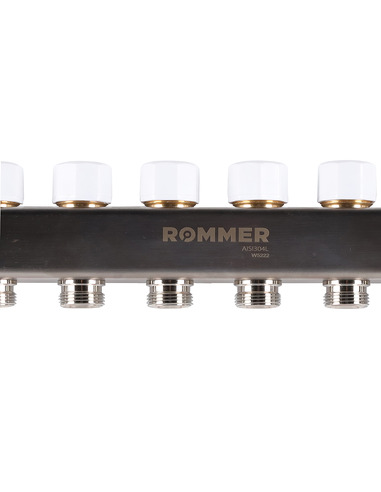 Коллектор ROMMER из нержавеющей стали с расходомерами 7 вых. с воздухоотводчиком и сливом