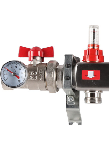 Коллектор ROMMER из нержавеющей стали в сборе с расходомерами 7 вых.