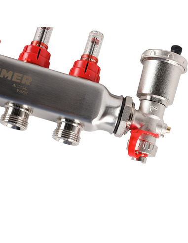 Коллектор ROMMER из нержавеющей стали в сборе с расходомерами 4 вых.