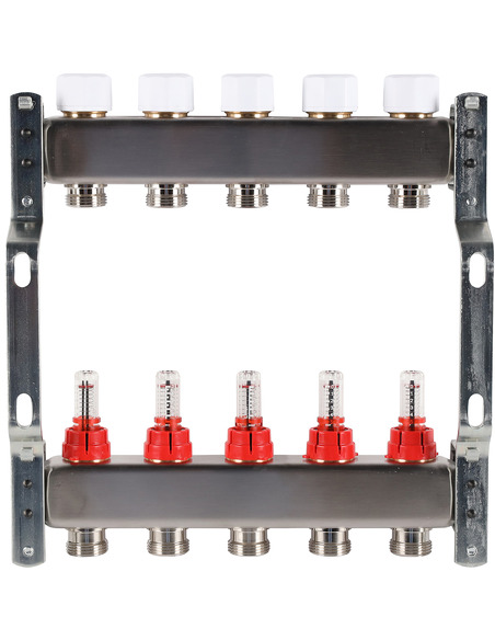 Коллектор ROMMER из нержавеющей стали с расходомерами 5 вых.