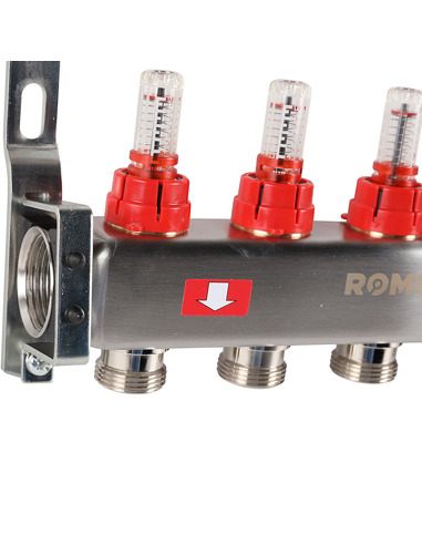 Коллектор ROMMER из нержавеющей стали с расходомерами 5 вых.
