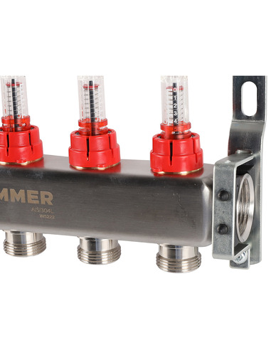 Коллектор ROMMER из нержавеющей стали с расходомерами 5 вых.