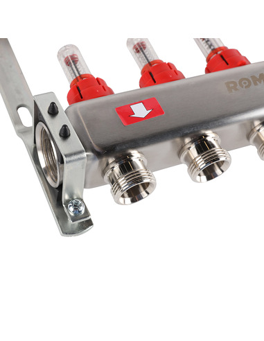 Коллектор ROMMER из нержавеющей стали с расходомерами 5 вых.