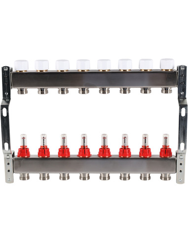 Коллектор ROMMER из нержавеющей стали с расходомерами 8 вых.