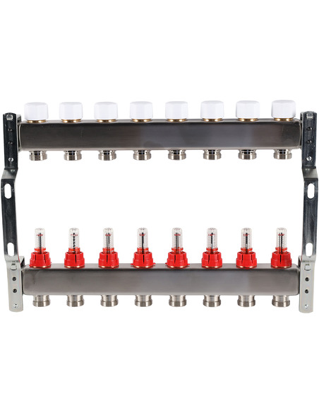 Коллектор ROMMER из нержавеющей стали с расходомерами 8 вых.