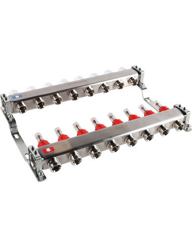 Коллектор ROMMER из нержавеющей стали с расходомерами 8 вых.