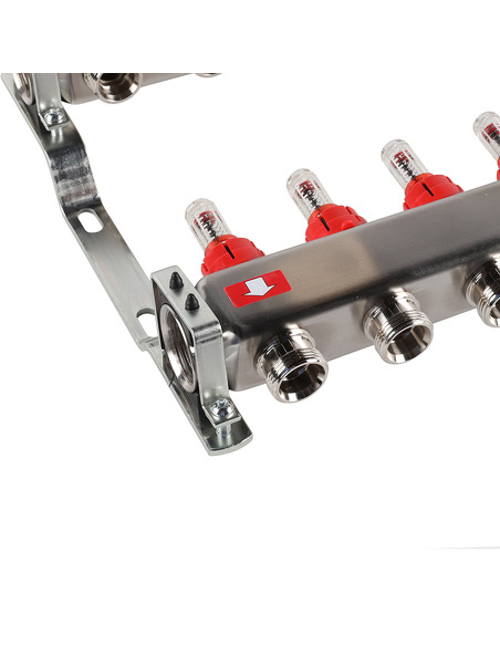 Коллектор ROMMER из нержавеющей стали с расходомерами 8 вых.