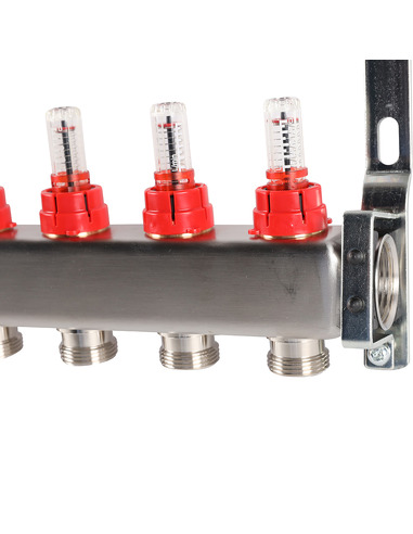 Коллектор ROMMER из нержавеющей стали с расходомерами 8 вых.