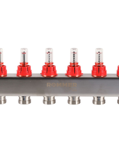 Коллектор ROMMER из нержавеющей стали с расходомерами 8 вых.