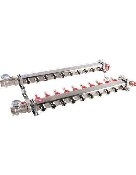 Коллектор ROMMER из нержавеющей стали в сборе с расходомерами 10 вых.