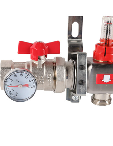 Коллектор ROMMER из нержавеющей стали в сборе с расходомерами 10 вых.