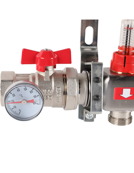 Коллектор ROMMER из нержавеющей стали в сборе с расходомерами 10 вых.