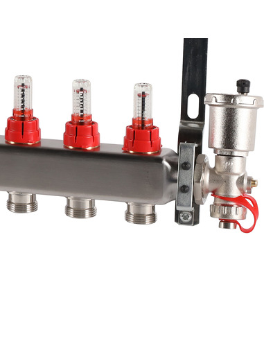 Коллектор ROMMER из нержавеющей стали в сборе с расходомерами 10 вых.