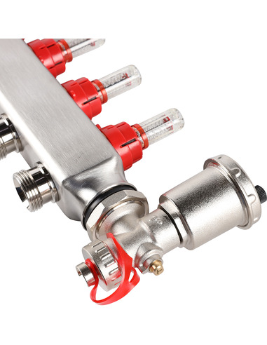 Коллектор ROMMER из нержавеющей стали в сборе с расходомерами 10 вых.