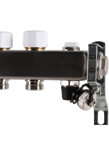 Коллектор ROMMER из нержавеющей стали с расходомерами 11 вых. с воздухоотводчиком и сливом