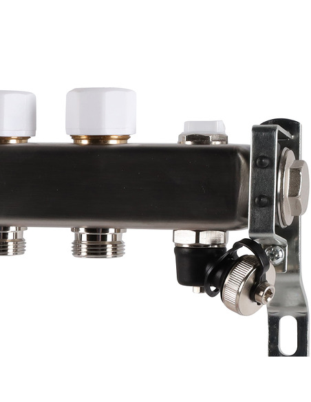 Коллектор ROMMER из нержавеющей стали с расходомерами 11 вых. с воздухоотводчиком и сливом