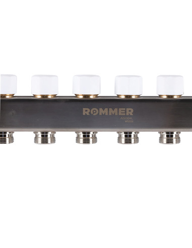 Коллектор ROMMER из нержавеющей стали с расходомерами 11 вых. с воздухоотводчиком и сливом