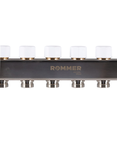 Коллектор ROMMER из нержавеющей стали с расходомерами 11 вых. с воздухоотводчиком и сливом
