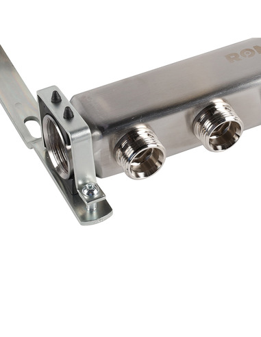 Коллектор ROMMER из нержавеющей стали для радиаторной разводки 5 вых. с воздухоотводчиком