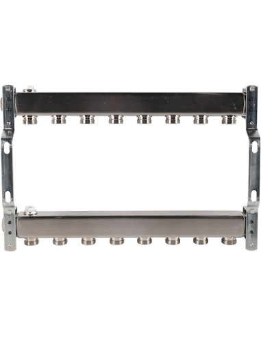 Коллектор ROMMER из нержавеющей стали для радиаторной разводки 8 вых. с воздухоотводчиком