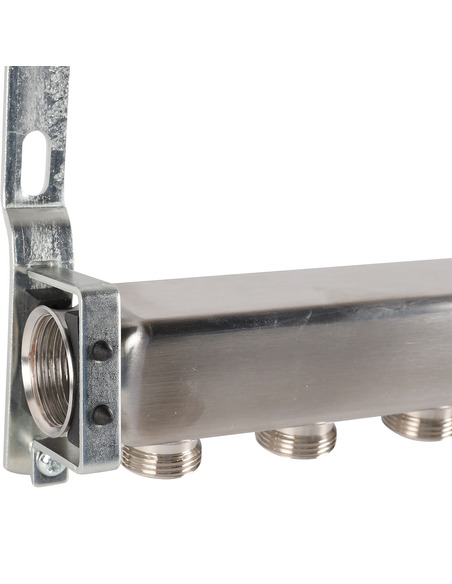 Коллектор ROMMER из нержавеющей стали для радиаторной разводки 8 вых. с воздухоотводчиком