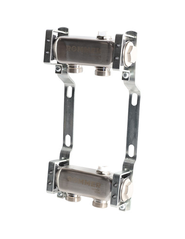 Коллектор ROMMER из нержавеющей стали для радиаторной разводки 2 вых. с воздухоотводчиком