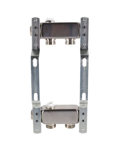 Коллектор ROMMER из нержавеющей стали для радиаторной разводки 2 вых. с воздухоотводчиком