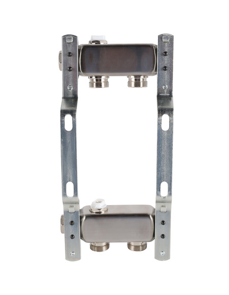 Коллектор ROMMER из нержавеющей стали для радиаторной разводки 2 вых. с воздухоотводчиком