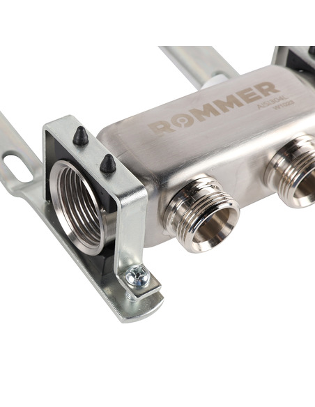 Коллектор ROMMER из нержавеющей стали для радиаторной разводки 2 вых. с воздухоотводчиком
