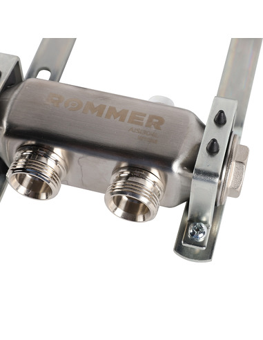 Коллектор ROMMER из нержавеющей стали для радиаторной разводки 2 вых. с воздухоотводчиком