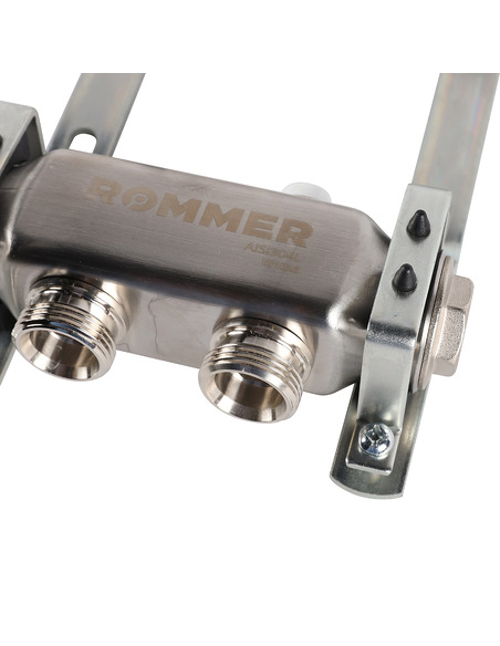 Коллектор ROMMER из нержавеющей стали для радиаторной разводки 2 вых. с воздухоотводчиком