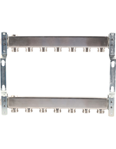 Коллектор ROMMER из нержавеющей стали для радиаторной разводки 7 вых. с воздухоотводчиком